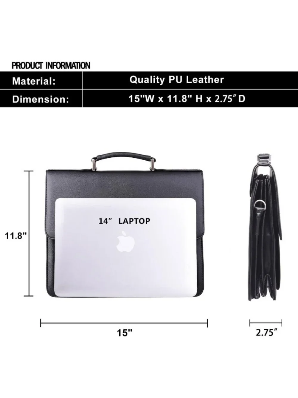 Stylish PU Leather Briefcase for Men | Classic Messenger Bag for Work & Travel
